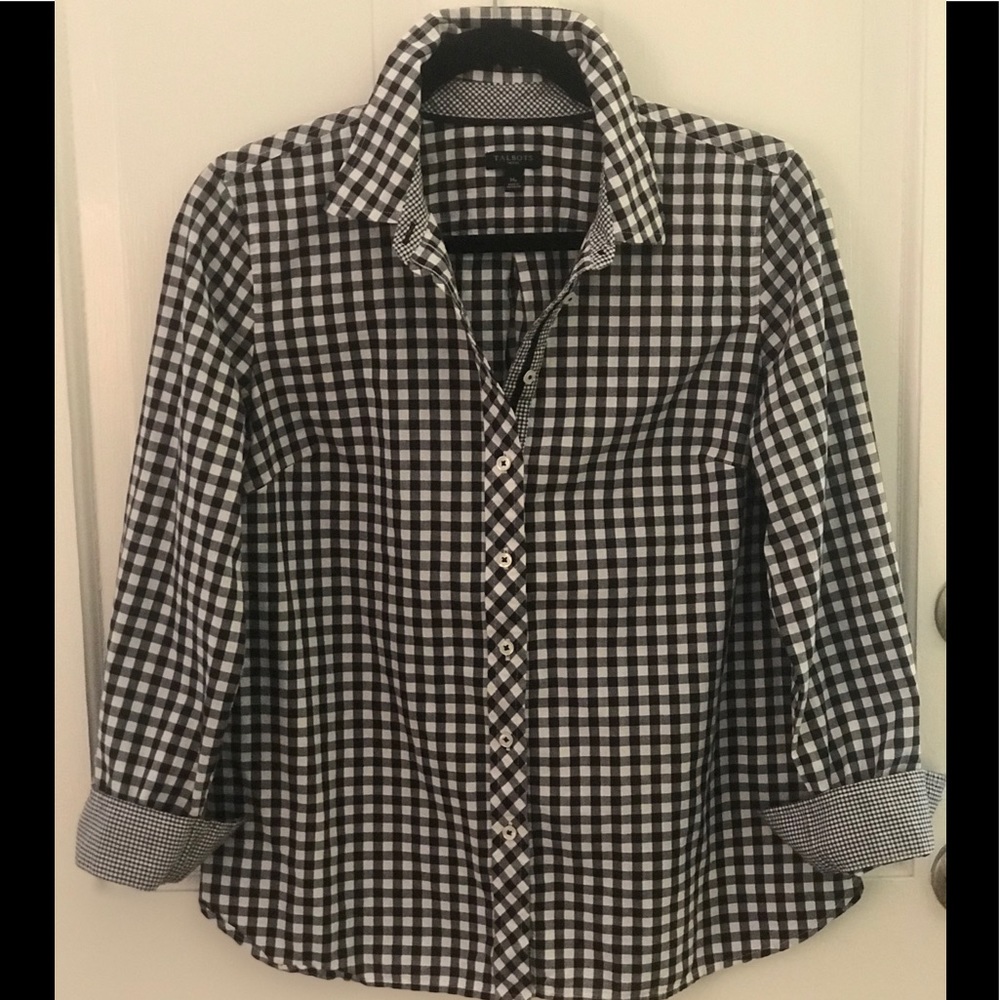 Classic cotton gingham button down, contrast trim
